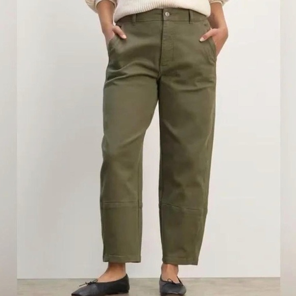 Everlane Organic Cotton Barrel Leg Utility Pants Kalamata Green Size 4 - Picture 1 of 10